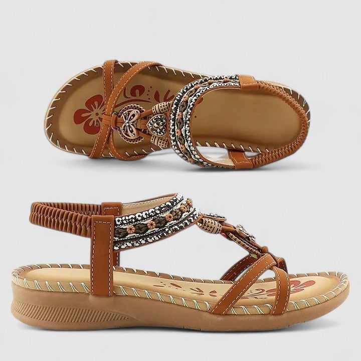 Zuri | Beaded Boho Charm Flat Comfort Toe Sandals