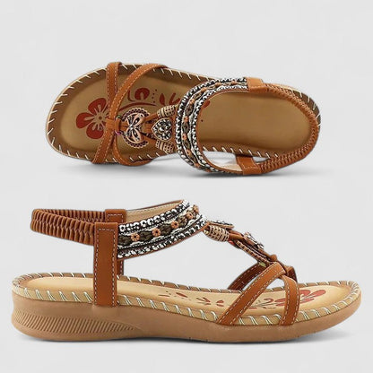 Zuri | Beaded Boho Charm Flat Comfort Toe Sandals