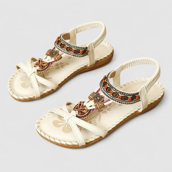 Zuri | Beaded Boho Charm Flat Comfort Toe Sandals