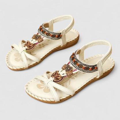 Zuri | Beaded Boho Charm Flat Comfort Toe Sandals
