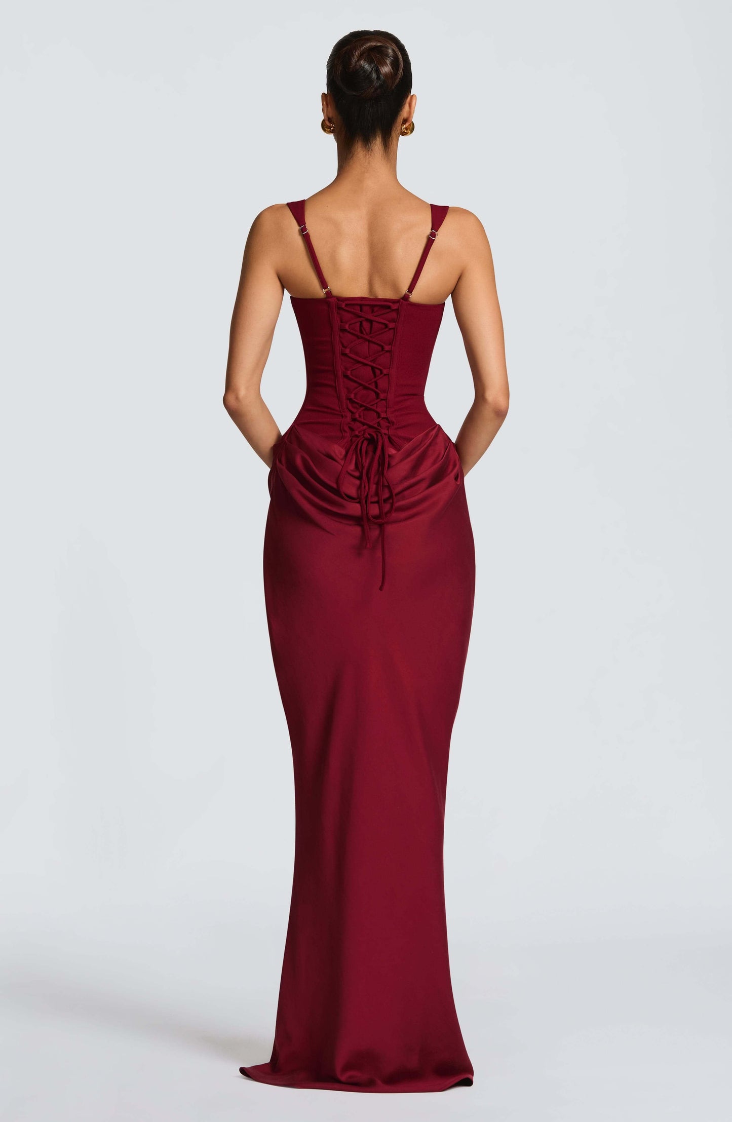 Reyna | Corset Draped Bodycon Wedding Guest Maxi Dress
