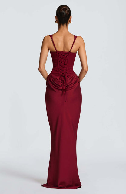 Reyna | Corset Draped Bodycon Wedding Guest Maxi Dress